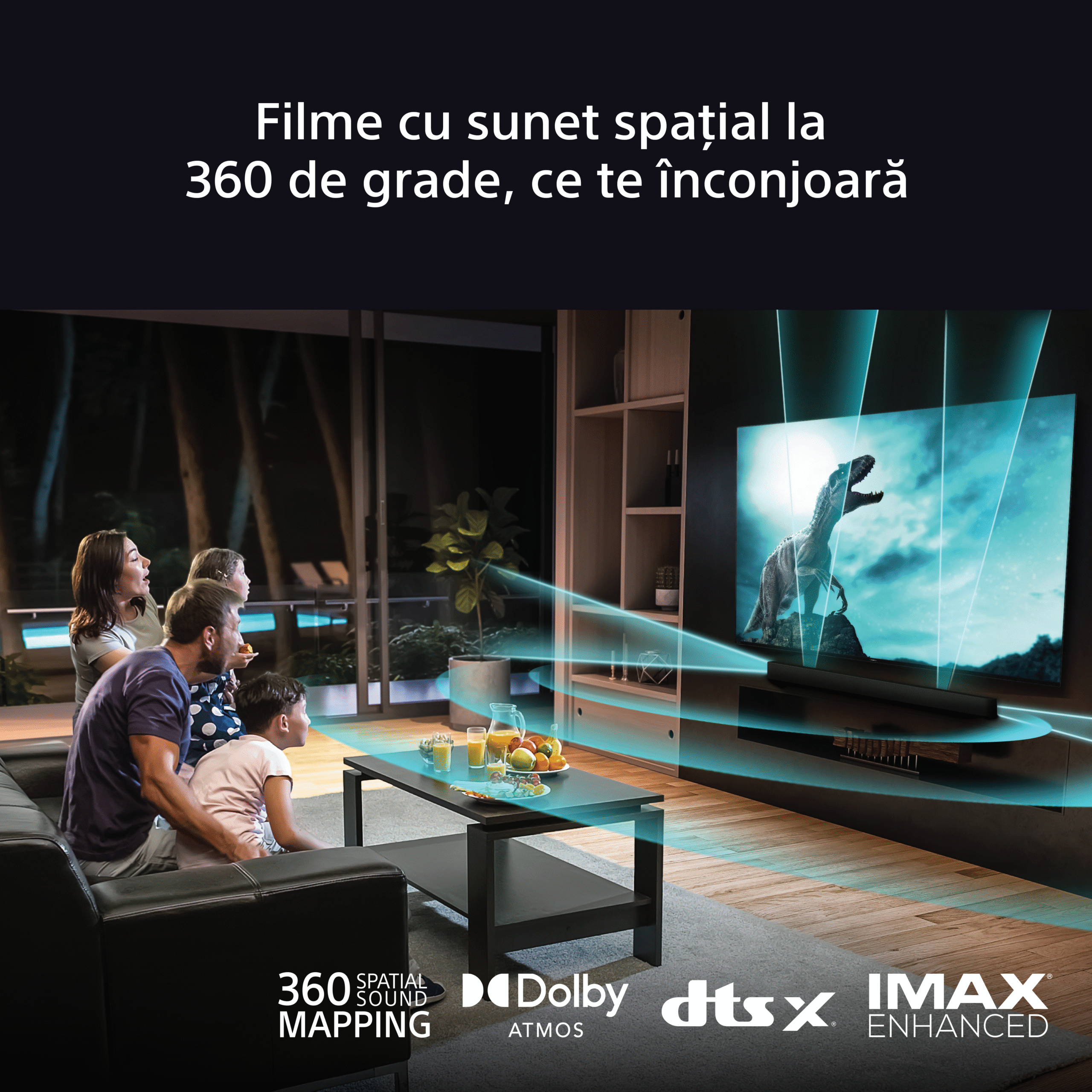 Soundbar SONY BRAVIA Theatre Bar 9, 7.0.2ch, 585W, 13 difuzoare, Dolby Atmos, 360 Spatial Sound Mapping, Wi-Fi, Bluetooth 5.2, Negru - imagine 6