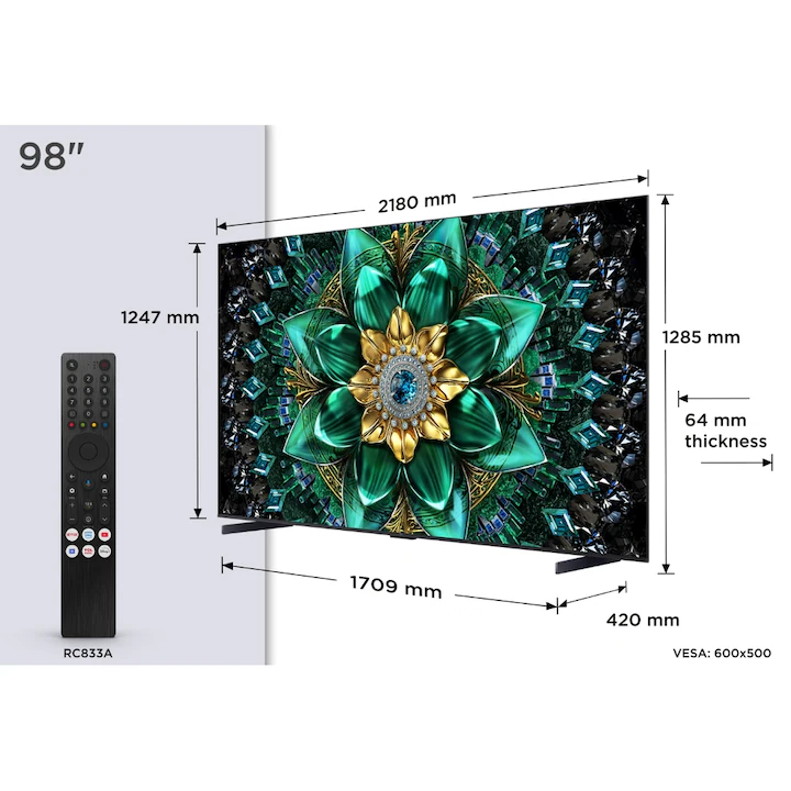 Televizor TCL QD-MiniLED 98Q6C, 248 cm, Smart Google TV, 4K Ultra HD, 144Hz, Onkyo - imagine 7