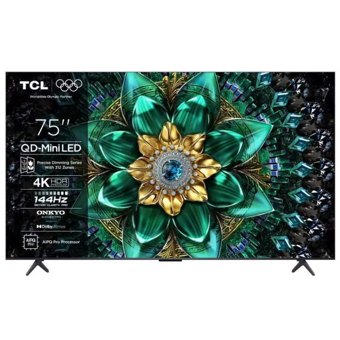 Televizor TCL QD-MiniLED 75Q6C, 189 cm, Smart Google TV, 4K Ultra HD, 144Hz, Onkyo